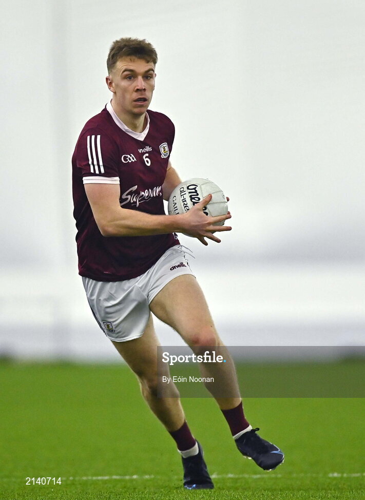 7 January 2022; Dylan McHugh of Galway during the Connacht FBD League semi-final match between Mayo and Galway at the NUI Galway Connacht GAA Air Dome in Bekan, Mayo. Photo by Eóin Noonan/Sportsfile
