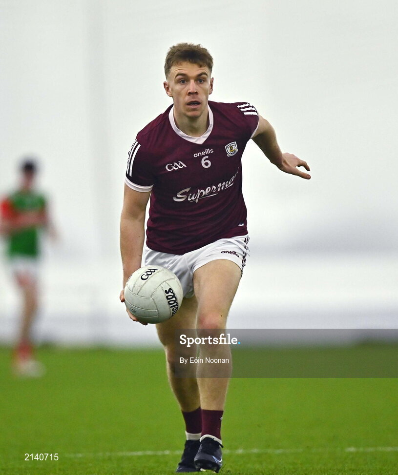 7 January 2022; Dylan McHugh of Galway during the Connacht FBD League semi-final match between Mayo and Galway at the NUI Galway Connacht GAA Air Dome in Bekan, Mayo. Photo by Eóin Noonan/Sportsfile