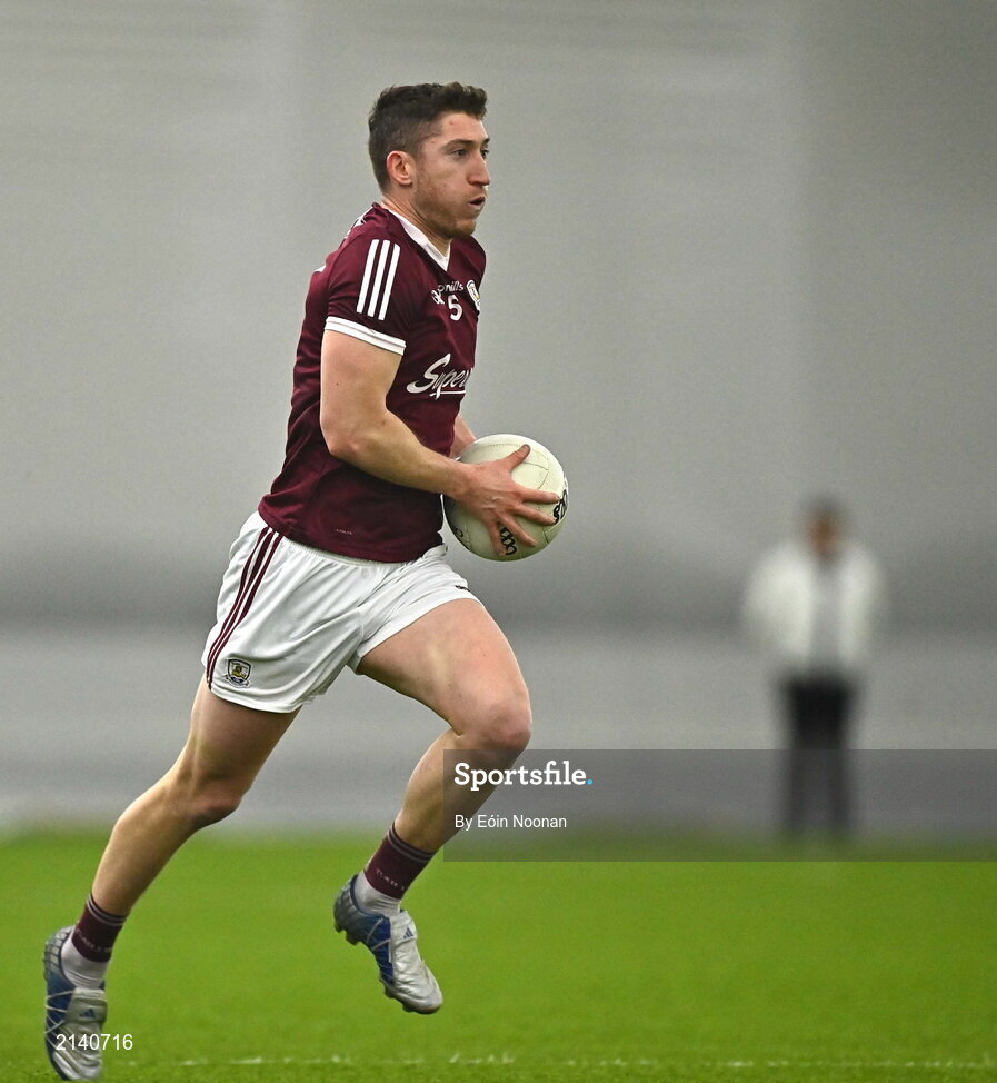 7 January 2022; Johnny Heaney of Galway during the Connacht FBD League semi-final match between Mayo and Galway at the NUI Galway Connacht GAA Air Dome in Bekan, Mayo. Photo by Eóin Noonan/Sportsfile