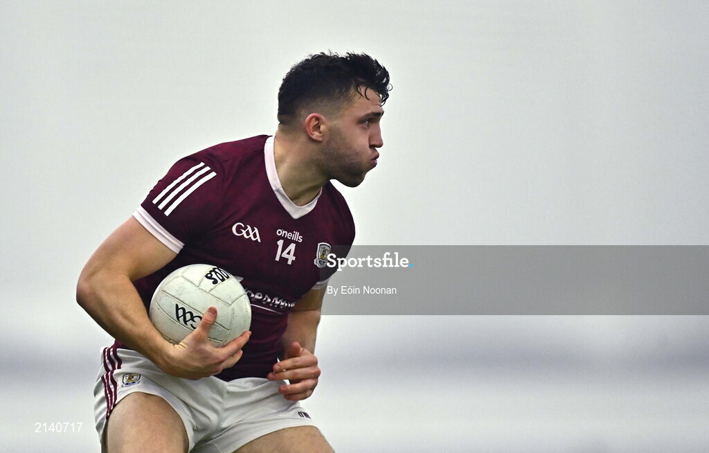 7 January 2022; Damien Comer of Galway during the Connacht FBD League semi-final match between Mayo and Galway at the NUI Galway Connacht GAA Air Dome in Bekan, Mayo. Photo by Eóin Noonan/Sportsfile