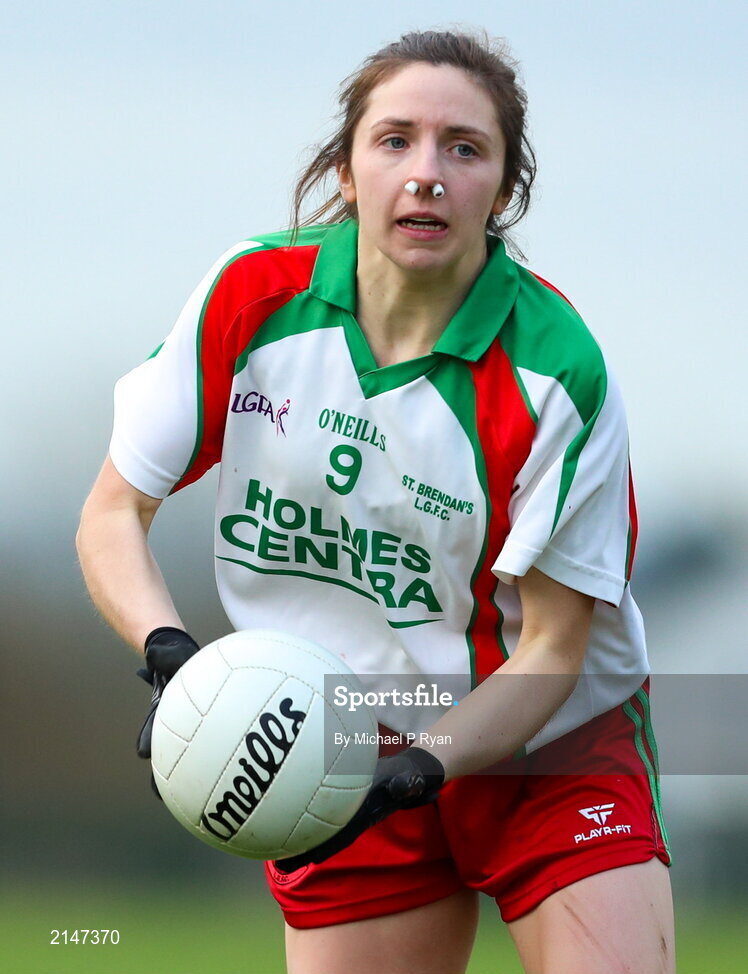 23 January 2022; Leann Walsh of St Brendan's during the 2021 currentaccount.ie All-Ireland Ladies Junior Club Football Championship Semi-Final match between Mullinahone, Tipperary and St Brendan's, Galway at John Lockes GAA Club in Callan, Kilkenny. Photo by Michael P Ryan/Sportsfile
