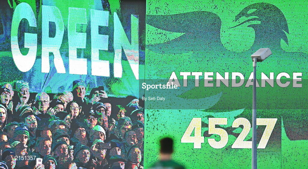 29 January 2022; A view of the big screen, showing the match attendance, during the United Rugby Championship match between Connacht and Glasgow Warriors at the Sportsground in Galway. Photo by Seb Daly/Sportsfile