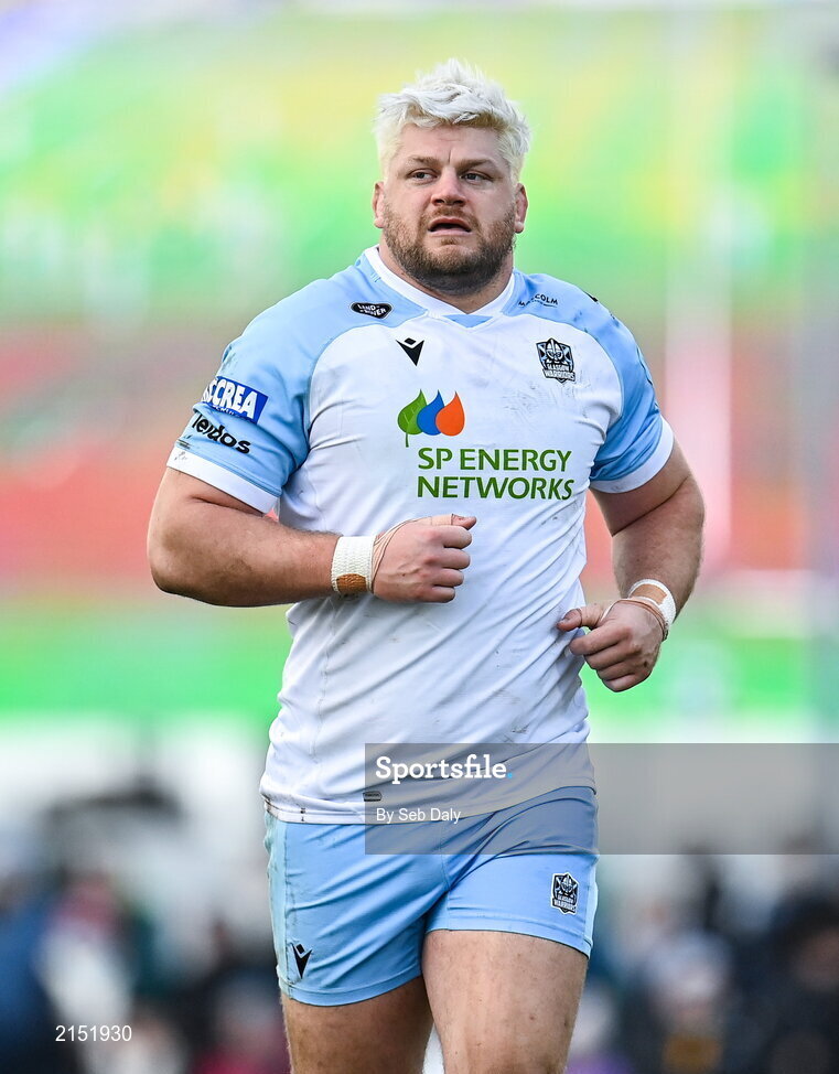 29 January 2022; Oli Kebble of Glasgow Warriors during the United Rugby Championship match between Connacht and Glasgow Warriors at the Sportsground in Galway. Photo by Seb Daly/Sportsfile