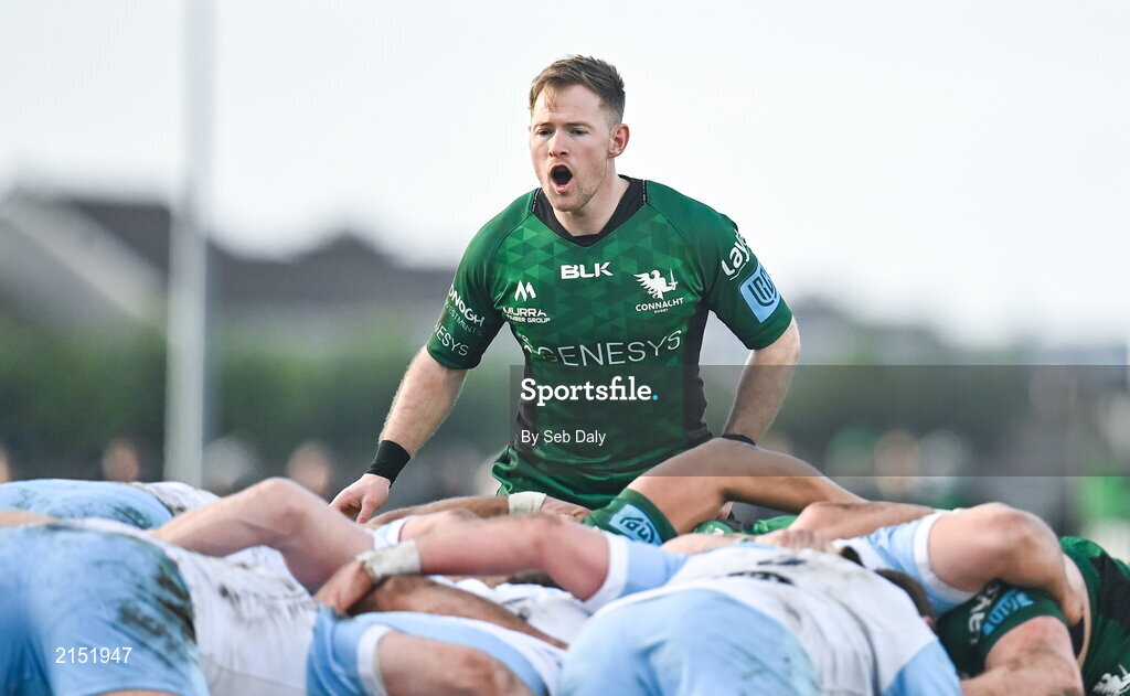 29 January 2022; Kieran Marmion of Connacht during the United Rugby Championship match between Connacht and Glasgow Warriors at the Sportsground in Galway. Photo by Seb Daly/Sportsfile