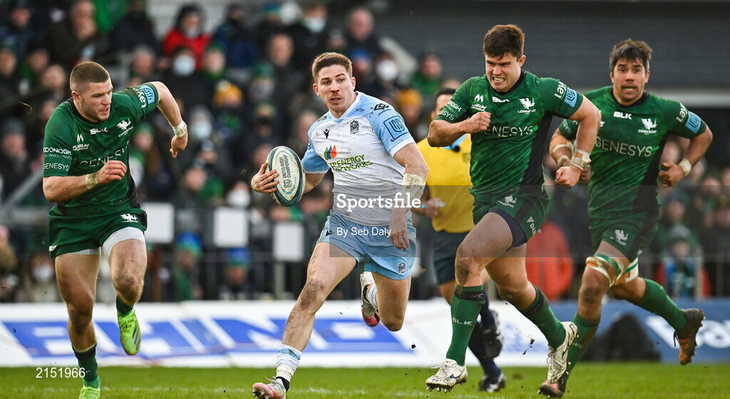 29 January 2022; Sebastian Cancelliere of Glasgow Warriors during the United Rugby Championship match between Connacht and Glasgow Warriors at the Sportsground in Galway. Photo by Seb Daly/Sportsfile
