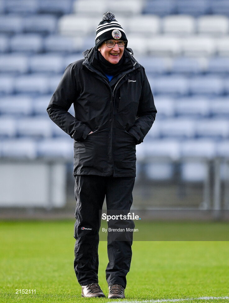 29 January 2022; Kilcoo manager Mickey Moran before the AIB GAA Football All-Ireland Senior Club Championship Semi-Final match between St Finbarr's, Cork, and Kilcoo, Down, at MW Hire O'Moore Park in Portlaoise, Laois. Photo by Brendan Moran/Sportsfile