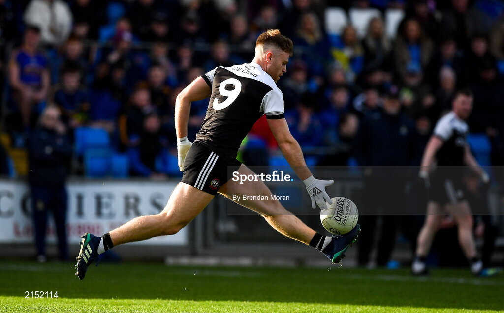 29 January 2022; Aaron Morgan of Kilcoo  during the AIB GAA Football All-Ireland Senior Club Championship Semi-Final match between St Finbarr's, Cork, and Kilcoo, Down, at MW Hire O'Moore Park in Portlaoise, Laois. Photo by Brendan Moran/Sportsfile