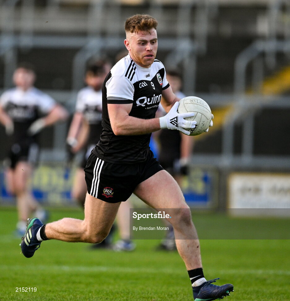 29 January 2022; Aaron Morgan of Kilcoo during the AIB GAA Football All-Ireland Senior Club Championship Semi-Final match between St Finbarr's, Cork, and Kilcoo, Down, at MW Hire O'Moore Park in Portlaoise, Laois. Photo by Brendan Moran/Sportsfile