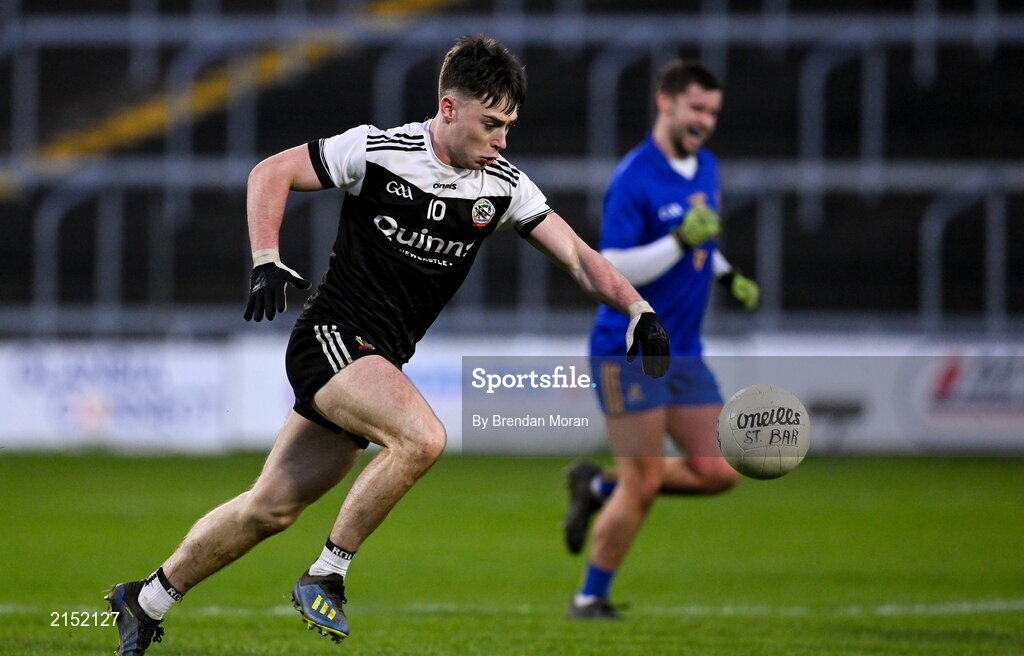 29 January 2022; Ceilum Docherty of Kilcoo  during the AIB GAA Football All-Ireland Senior Club Championship Semi-Final match between St Finbarr's, Cork, and Kilcoo, Down, at MW Hire O'Moore Park in Portlaoise, Laois. Photo by Brendan Moran/Sportsfile
