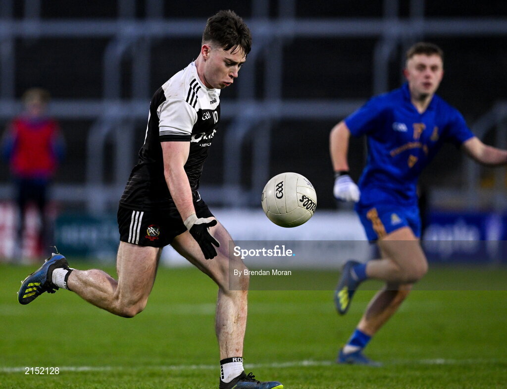 29 January 2022; Ceilum Docherty of Kilcoo  during the AIB GAA Football All-Ireland Senior Club Championship Semi-Final match between St Finbarr's, Cork, and Kilcoo, Down, at MW Hire O'Moore Park in Portlaoise, Laois. Photo by Brendan Moran/Sportsfile