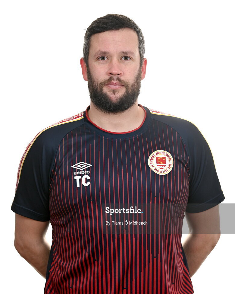 31 January 2022; Manager Tim Clancy poses for a portrait during a St Patrick's Athletic squad portrait session at Ballyoulster United Football Club, in Kildare. Photo by Piaras Ó Mídheach/Sportsfile