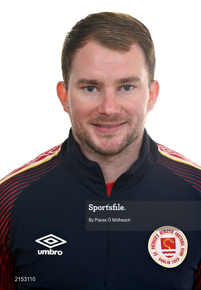 31 January 2022; Head of media Jamie Moore poses for a portrait during a St Patrick's Athletic squad portrait session at Ballyoulster United Football Club, in Kildare. Photo by Piaras Ó Mídheach/Sportsfile
