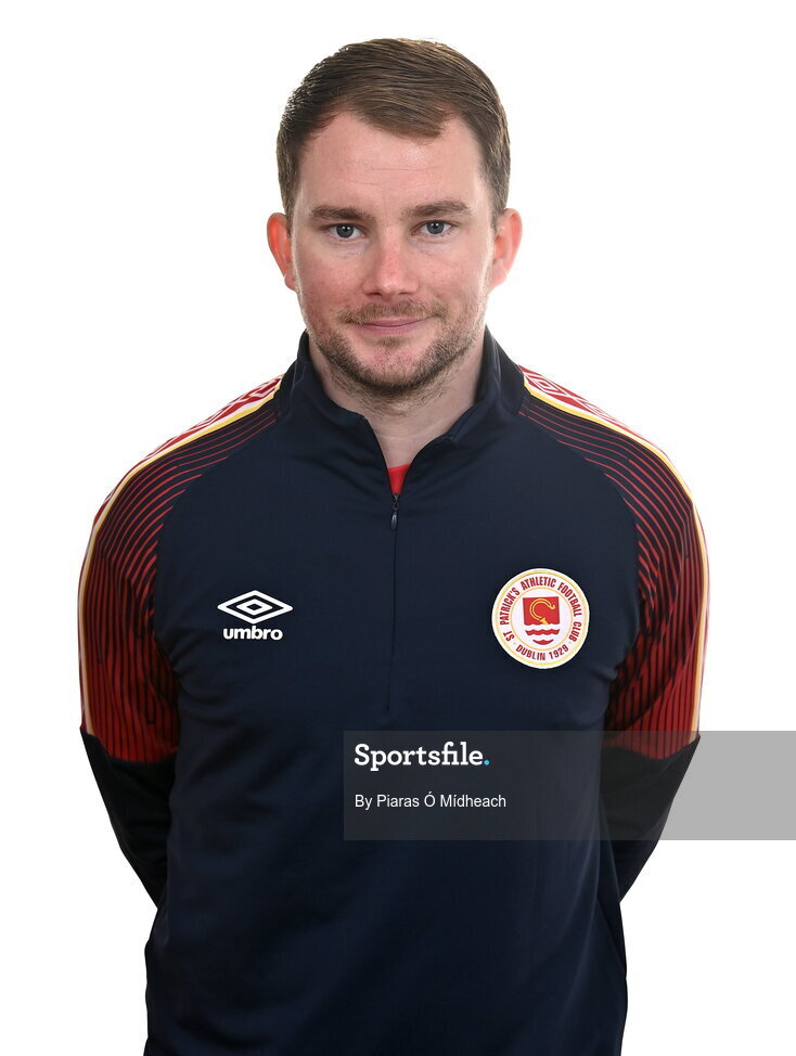 31 January 2022; Head of media Jamie Moore poses for a portrait during a St Patrick's Athletic squad portrait session at Ballyoulster United Football Club, in Kildare. Photo by Piaras Ó Mídheach/Sportsfile