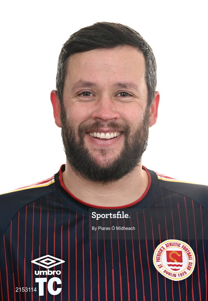 31 January 2022; Manager Tim Clancy poses for a portrait during a St Patrick's Athletic squad portrait session at Ballyoulster United Football Club, in Kildare. Photo by Piaras Ó Mídheach/Sportsfile