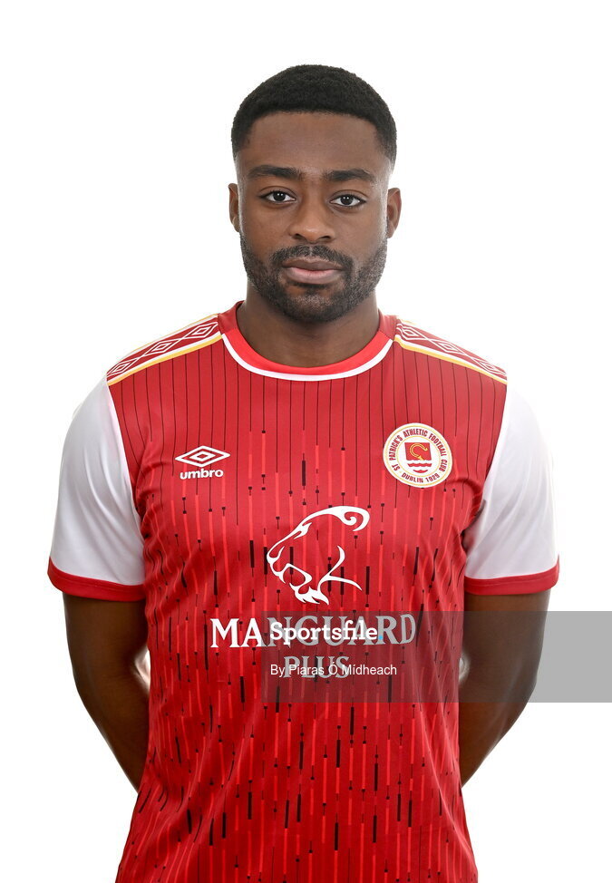 31 January 2022; Tunde Owolabi poses for a portrait during a St Patrick's Athletic squad portrait session at Ballyoulster United Football Club, in Kildare. Photo by Piaras Ó Mídheach/Sportsfile