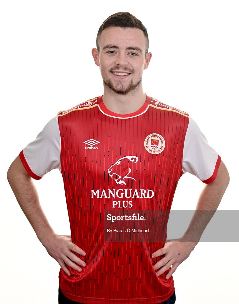 31 January 2022; Kyle Robinson poses for a portrait during a St Patrick's Athletic squad portrait session at Ballyoulster United Football Club, in Kildare. Photo by Piaras Ó Mídheach/Sportsfile