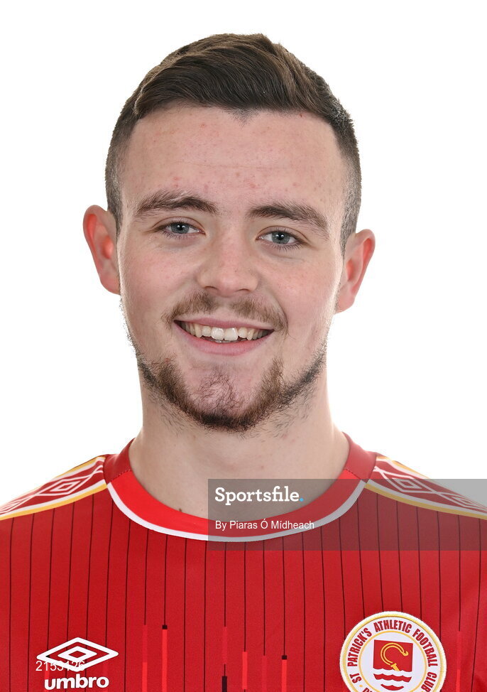 31 January 2022; Kyle Robinson poses for a portrait during a St Patrick's Athletic squad portrait session at Ballyoulster United Football Club, in Kildare. Photo by Piaras Ó Mídheach/Sportsfile