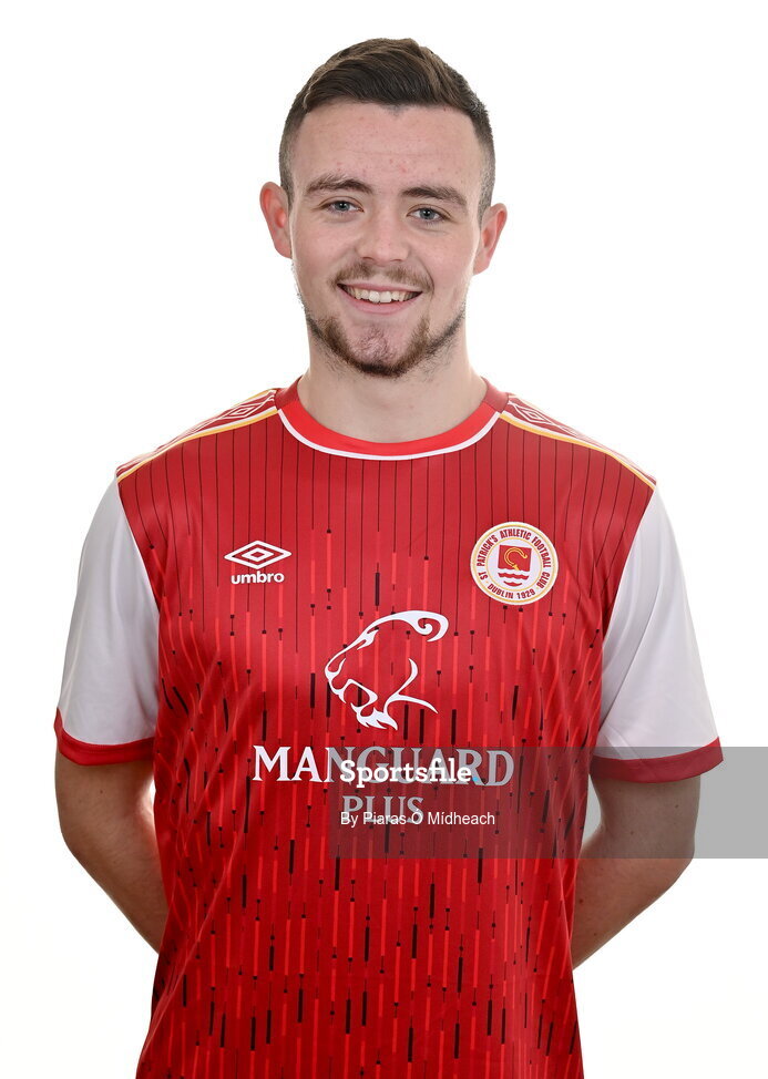 31 January 2022; Kyle Robinson poses for a portrait during a St Patrick's Athletic squad portrait session at Ballyoulster United Football Club, in Kildare. Photo by Piaras Ó Mídheach/Sportsfile