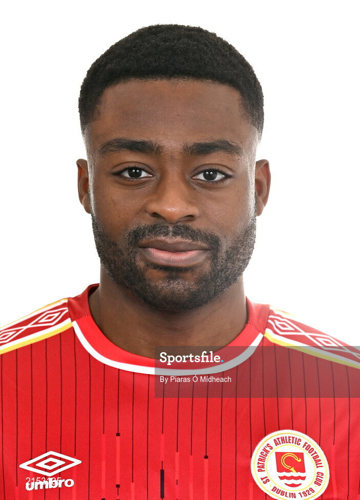 31 January 2022; Tunde Owolabi poses for a portrait during a St Patrick's Athletic squad portrait session at Ballyoulster United Football Club, in Kildare. Photo by Piaras Ó Mídheach/Sportsfile