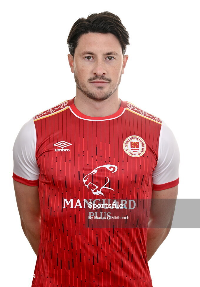 31 January 2022; Ronan Coughlan poses for a portrait during a St Patrick's Athletic squad portrait session at Ballyoulster United Football Club, in Kildare. Photo by Piaras Ó Mídheach/Sportsfile
