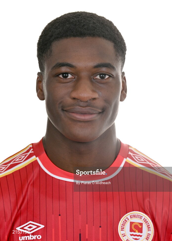 31 January 2022; James Abankwah poses for a portrait during a St Patrick's Athletic squad portrait session at Ballyoulster United Football Club, in Kildare. Photo by Piaras Ó Mídheach/Sportsfile