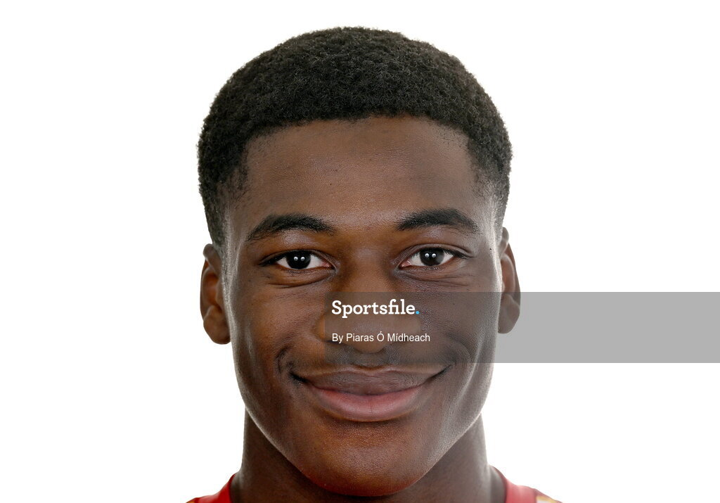 31 January 2022; James Abankwah poses for a portrait during a St Patrick's Athletic squad portrait session at Ballyoulster United Football Club, in Kildare. Photo by Piaras Ó Mídheach/Sportsfile