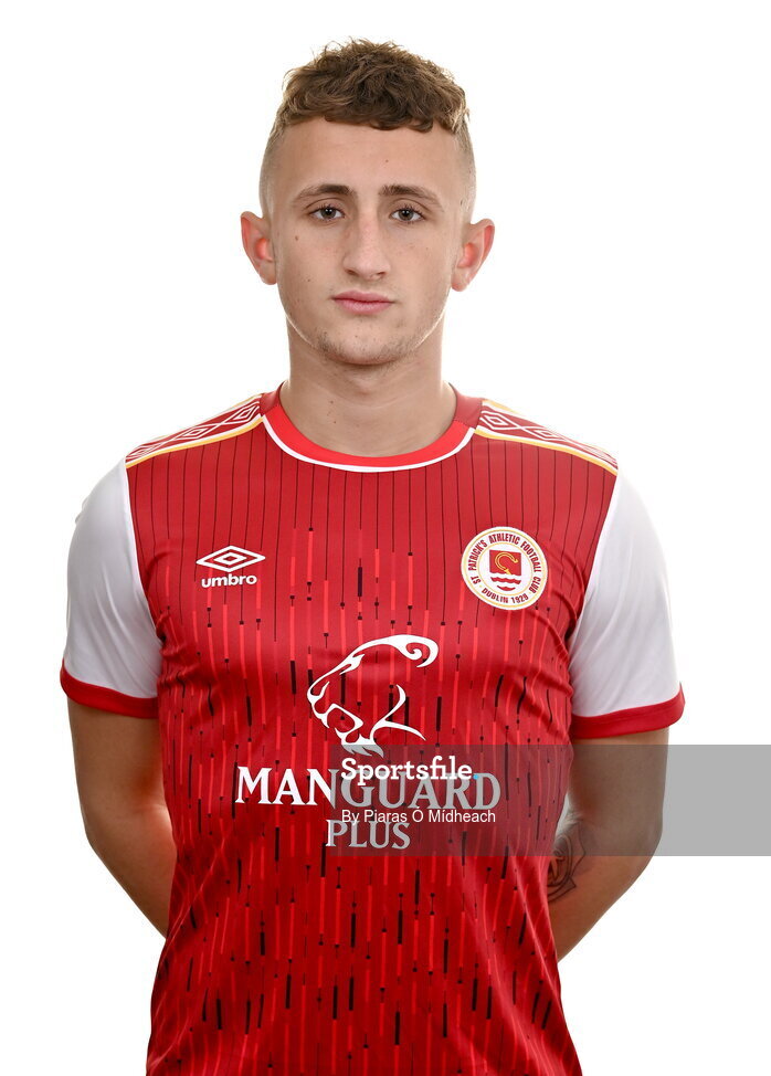 31 January 2022; Sam Curtis poses for a portrait during a St Patrick's Athletic squad portrait session at Ballyoulster United Football Club, in Kildare. Photo by Piaras Ó Mídheach/Sportsfile
