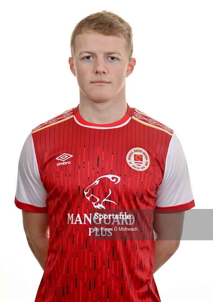 31 January 2022; Tom Grivosti poses for a portrait during a St Patrick's Athletic squad portrait session at Ballyoulster United Football Club, in Kildare. Photo by Piaras Ó Mídheach/Sportsfile