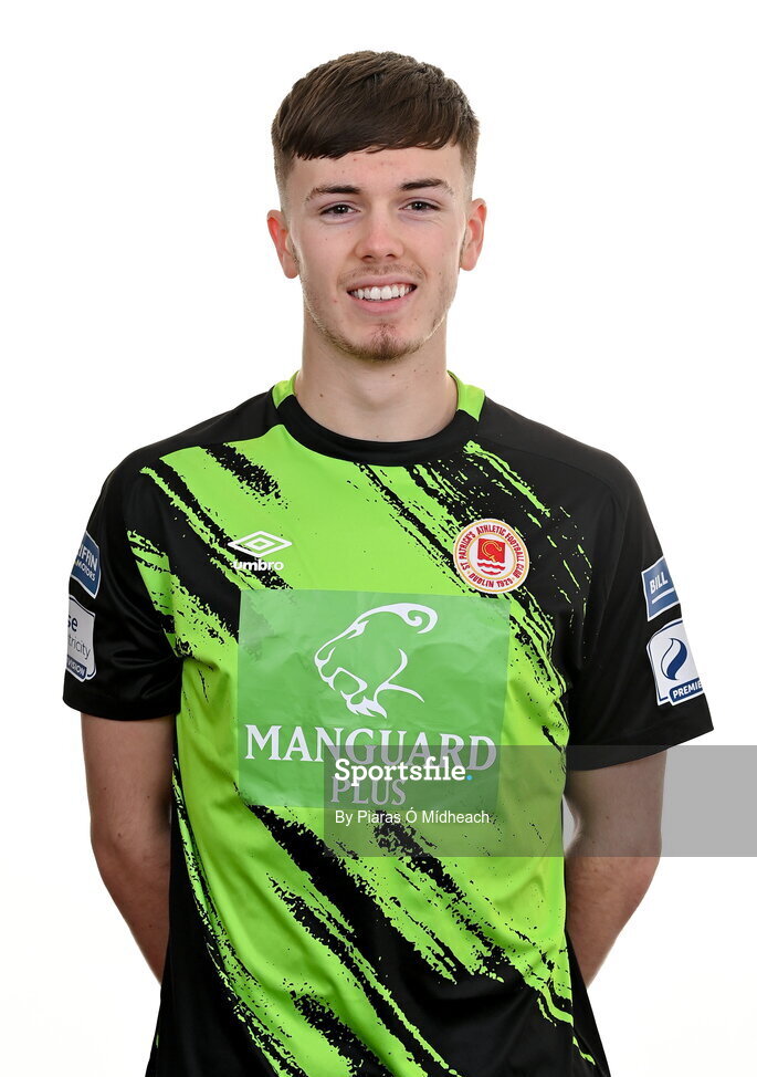 31 January 2022; Goalkeeper Josh Keeley poses for a portrait during a St Patrick's Athletic squad portrait session at Ballyoulster United Football Club, in Kildare. Photo by Piaras Ó Mídheach/Sportsfile