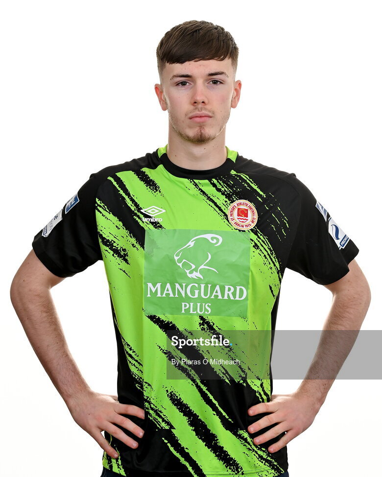 31 January 2022; Goalkeeper Josh Keeley poses for a portrait during a St Patrick's Athletic squad portrait session at Ballyoulster United Football Club, in Kildare. Photo by Piaras Ó Mídheach/Sportsfile