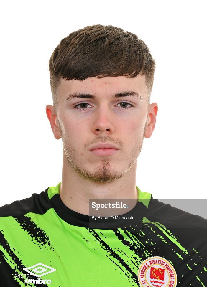 31 January 2022; Goalkeeper Josh Keeley poses for a portrait during a St Patrick's Athletic squad portrait session at Ballyoulster United Football Club, in Kildare. Photo by Piaras Ó Mídheach/Sportsfile
