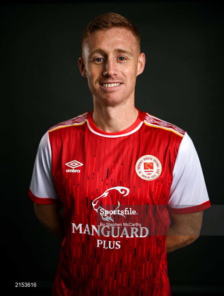 31 January 2022; Eoin Doyle poses for a portrait during a St Patrick's Athletic squad portrait session at Ballyoulster United Football Club in Kildare. Photo by Stephen McCarthy/Sportsfile