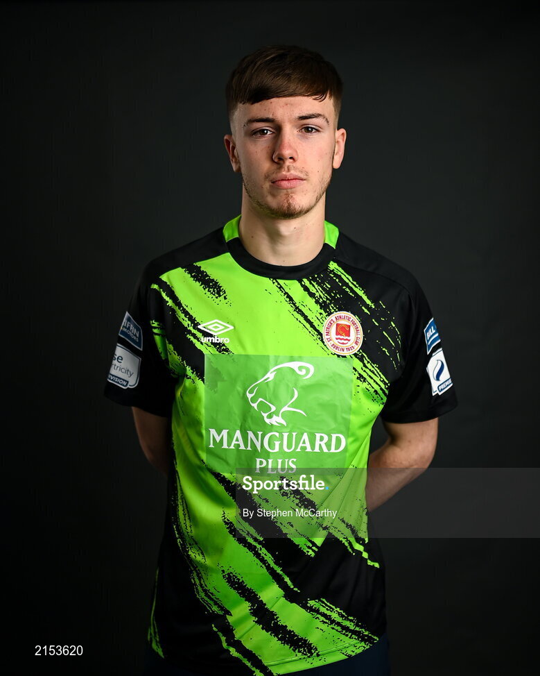 31 January 2022; Goalkeeper Josh Keeley poses for a portrait during a St Patrick's Athletic squad portrait session at Ballyoulster United Football Club in Kildare. Photo by Stephen McCarthy/Sportsfile
