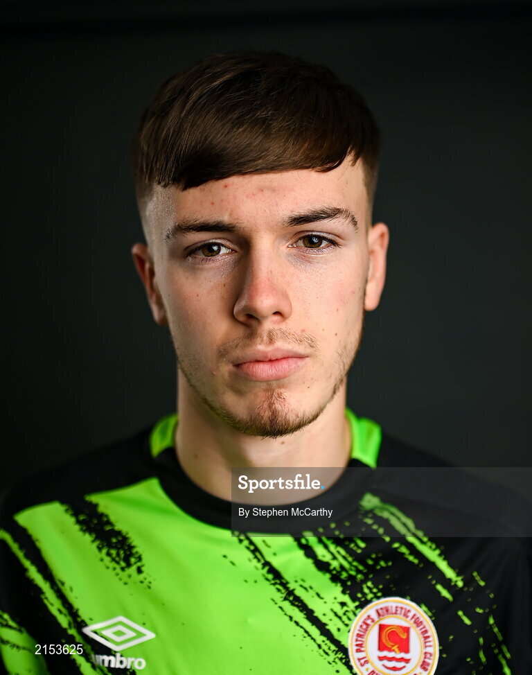 31 January 2022; Goalkeeper Josh Keeley poses for a portrait during a St Patrick's Athletic squad portrait session at Ballyoulster United Football Club in Kildare. Photo by Stephen McCarthy/Sportsfile
