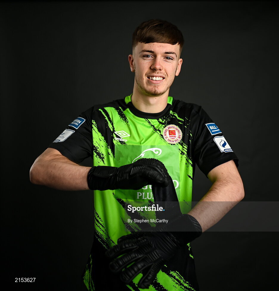 31 January 2022; Goalkeeper Josh Keeley poses for a portrait during a St Patrick's Athletic squad portrait session at Ballyoulster United Football Club in Kildare. Photo by Stephen McCarthy/Sportsfile