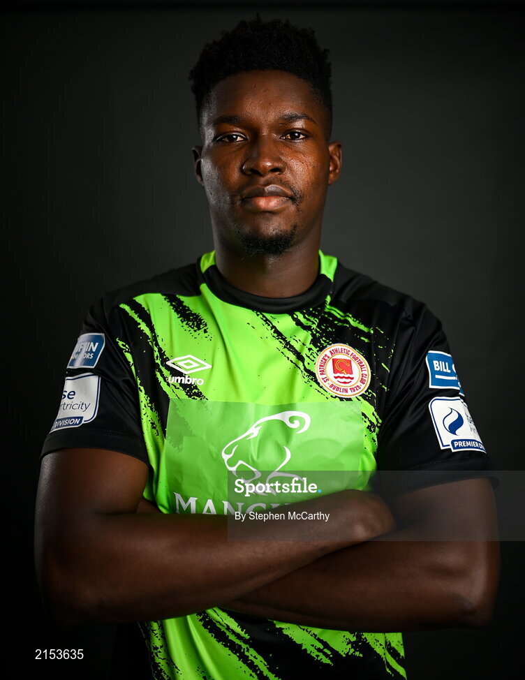 31 January 2022; Goalkeeper Joseph Anang poses for a portrait during a St Patrick's Athletic squad portrait session at Ballyoulster United Football Club in Kildare. Photo by Stephen McCarthy/Sportsfile