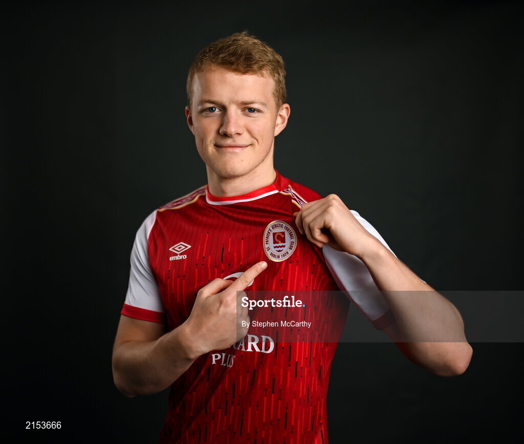 31 January 2022; Tom Grivosti poses for a portrait during a St Patrick's Athletic squad portrait session at Ballyoulster United Football Club in Kildare. Photo by Stephen McCarthy/Sportsfile