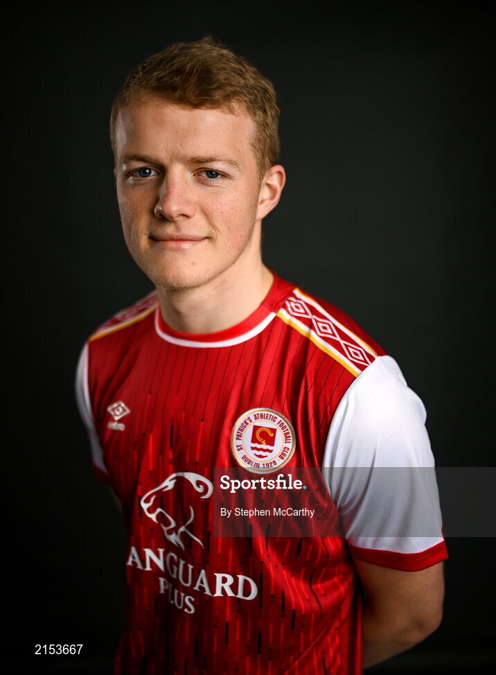 31 January 2022; Tom Grivosti poses for a portrait during a St Patrick's Athletic squad portrait session at Ballyoulster United Football Club in Kildare. Photo by Stephen McCarthy/Sportsfile