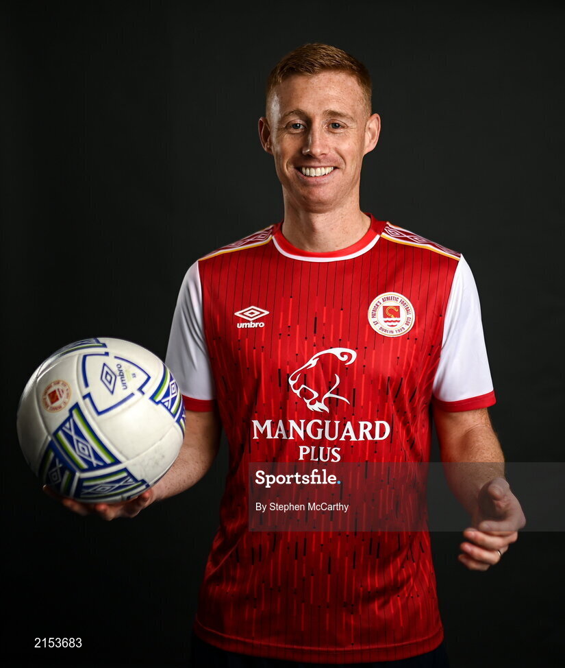 31 January 2022; Eoin Doyle poses for a portrait during a St Patrick's Athletic squad portrait session at Ballyoulster United Football Club in Kildare. Photo by Stephen McCarthy/Sportsfile