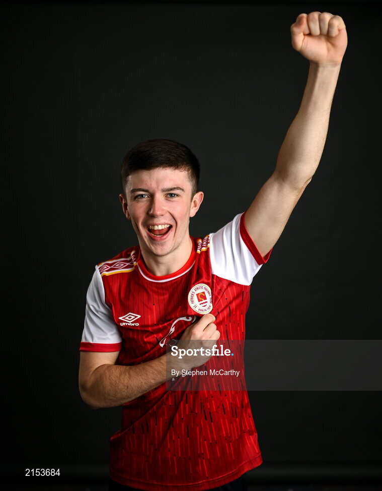 31 January 2022; Kian Corbally poses for a portrait during a St Patrick's Athletic squad portrait session at Ballyoulster United Football Club in Kildare. Photo by Stephen McCarthy/Sportsfile