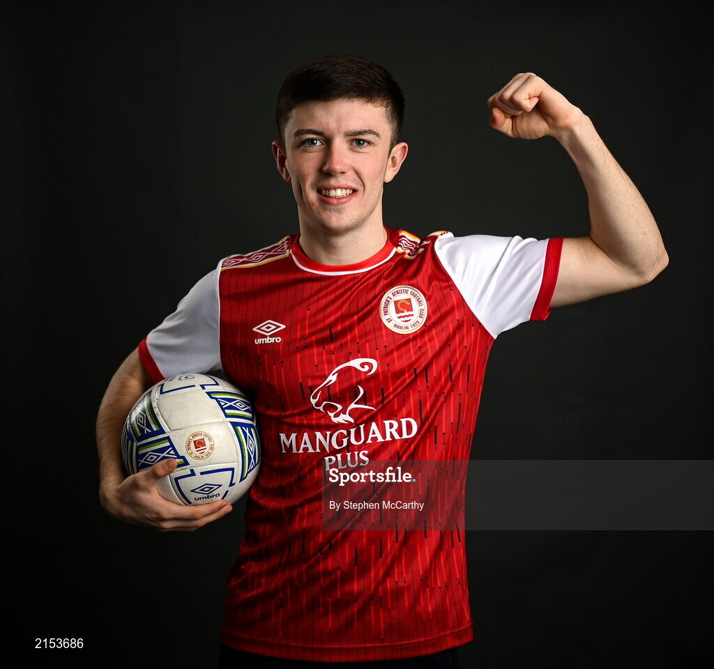 31 January 2022; Kian Corbally poses for a portrait during a St Patrick's Athletic squad portrait session at Ballyoulster United Football Club in Kildare. Photo by Stephen McCarthy/Sportsfile