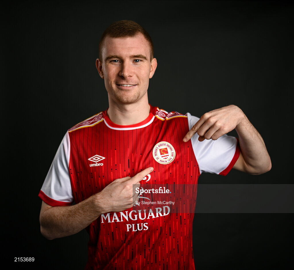 31 January 2022; Mark Doyle poses for a portrait during a St Patrick's Athletic squad portrait session at Ballyoulster United Football Club in Kildare. Photo by Stephen McCarthy/Sportsfile