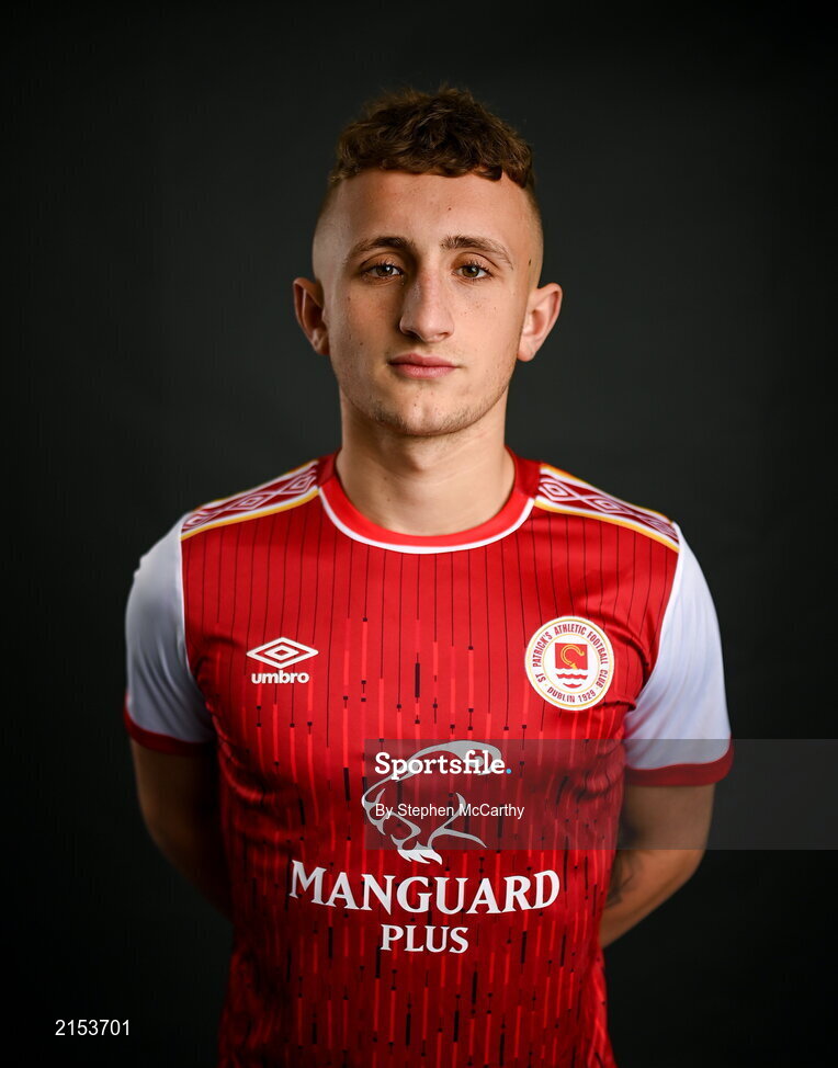 31 January 2022; Sam Curtis poses for a portrait during a St Patrick's Athletic squad portrait session at Ballyoulster United Football Club in Kildare. Photo by Stephen McCarthy/Sportsfile