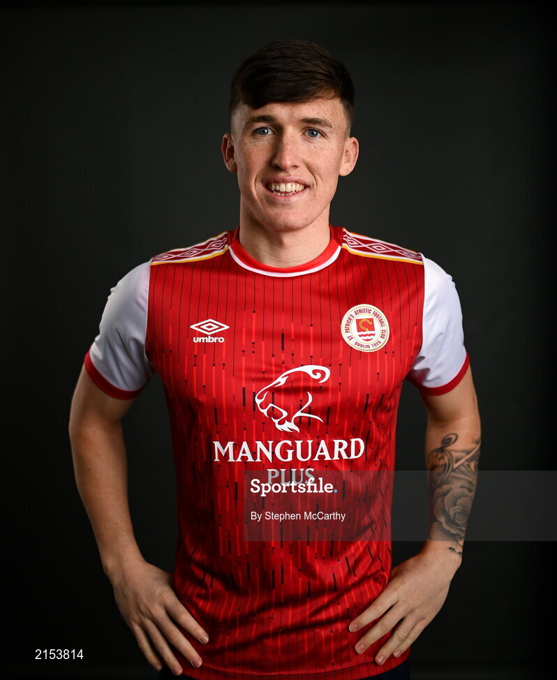 31 January 2022; Joe Redmond poses for a portrait during a St Patrick's Athletic squad portrait session at Ballyoulster United Football Club in Kildare. Photo by Stephen McCarthy/Sportsfile