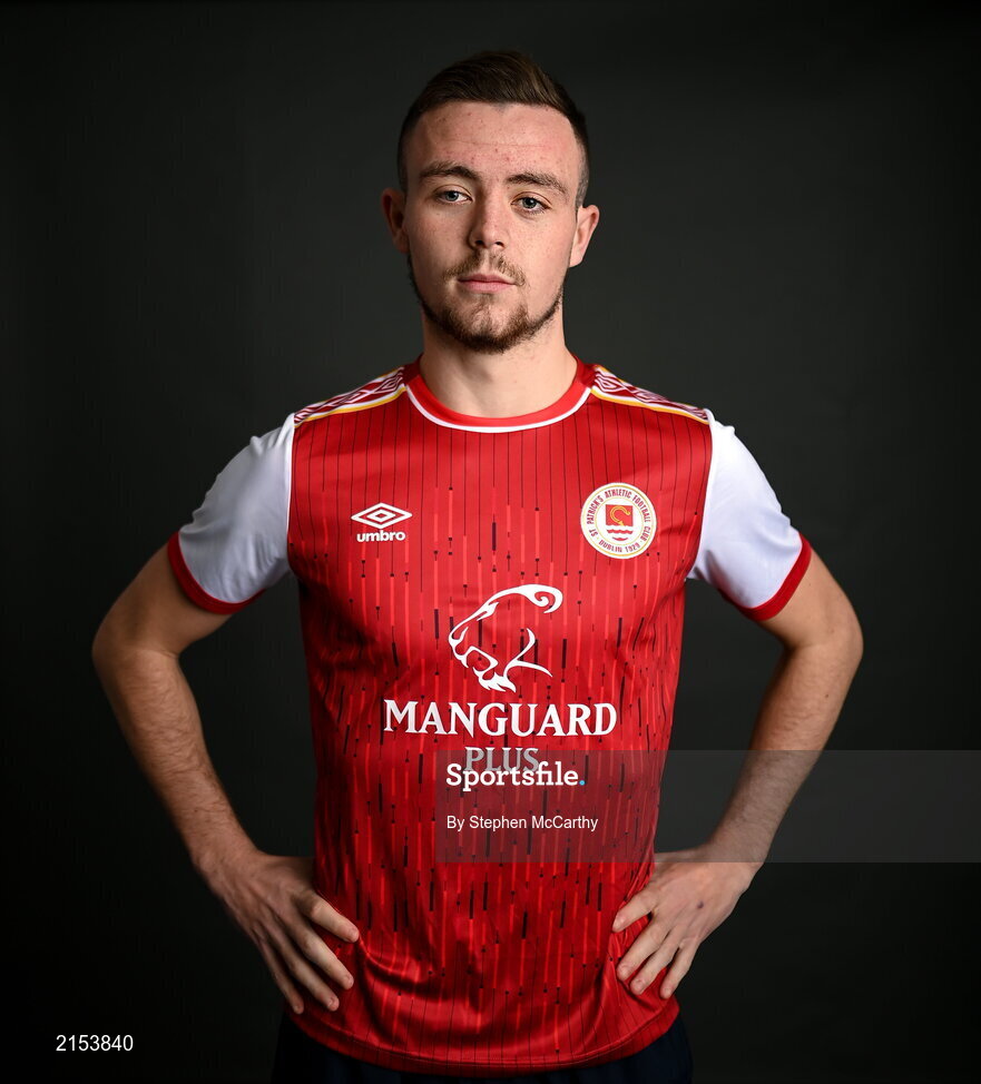31 January 2022; Kyle Robinson poses for a portrait during a St Patrick's Athletic squad portrait session at Ballyoulster United Football Club in Kildare. Photo by Stephen McCarthy/Sportsfile