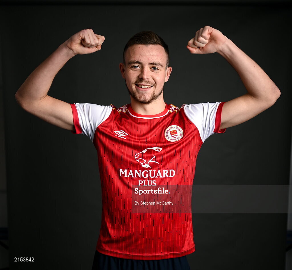 31 January 2022; Kyle Robinson poses for a portrait during a St Patrick's Athletic squad portrait session at Ballyoulster United Football Club in Kildare. Photo by Stephen McCarthy/Sportsfile