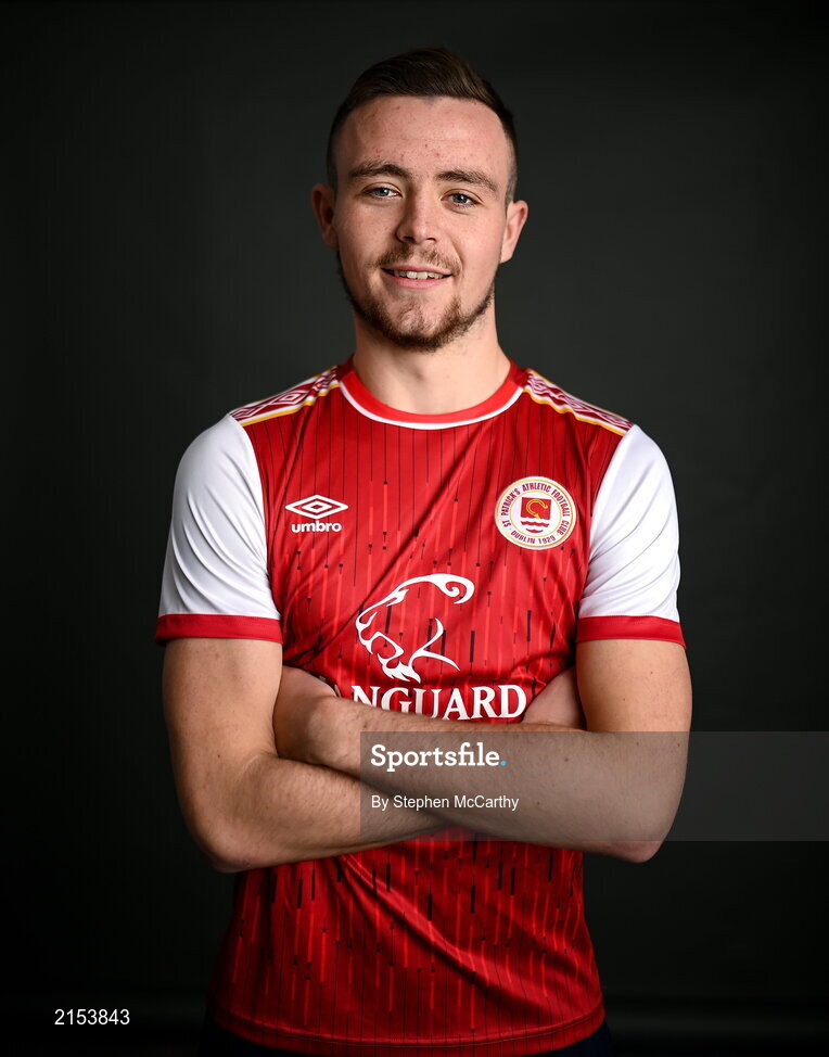 31 January 2022; Kyle Robinson poses for a portrait during a St Patrick's Athletic squad portrait session at Ballyoulster United Football Club in Kildare. Photo by Stephen McCarthy/Sportsfile