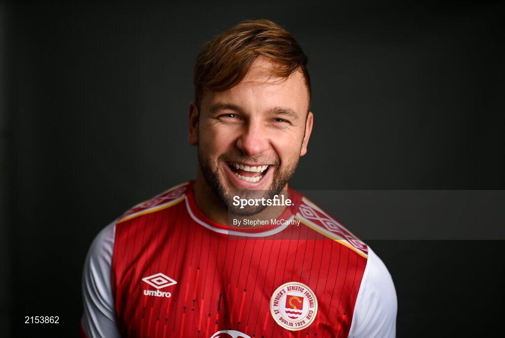 31 January 2022; Paddy Barrett poses for a portrait during a St Patrick's Athletic squad portrait session at Ballyoulster United Football Club in Kildare. Photo by Stephen McCarthy/Sportsfile