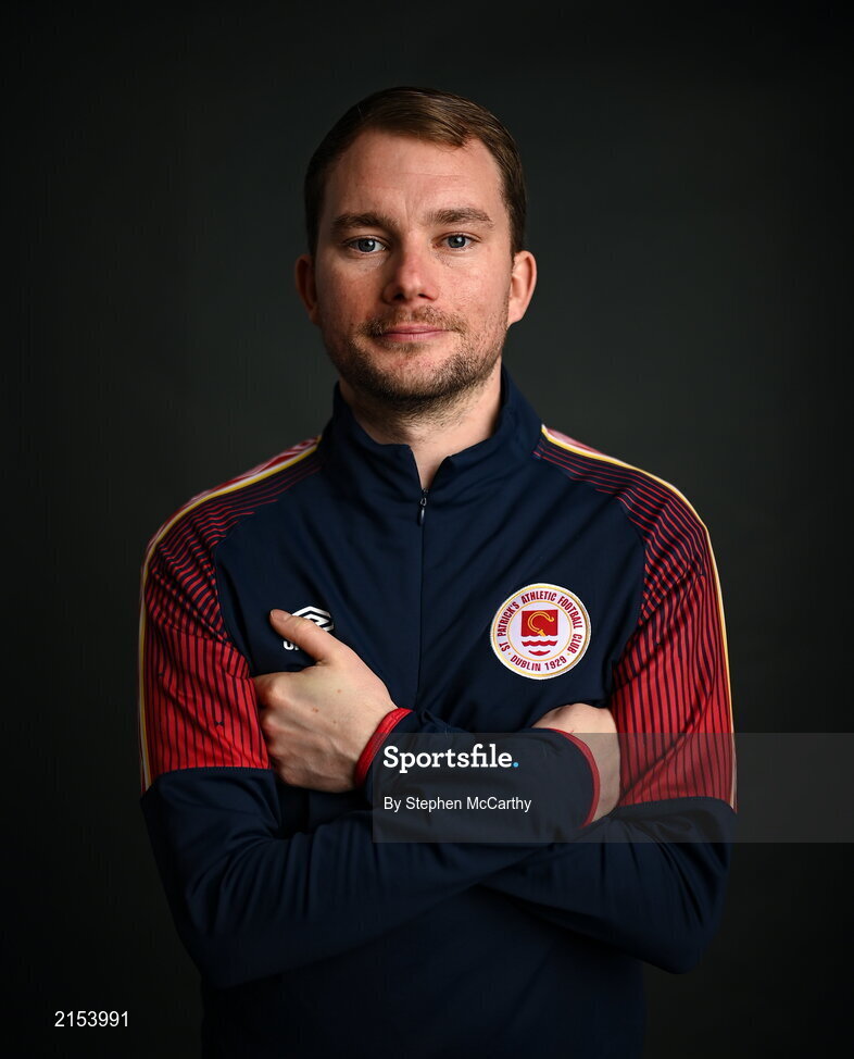 31 January 2022; Head of media Jamie Moore poses for a portrait during a St Patrick's Athletic squad portrait session at Ballyoulster United Football Club in Kildare. Photo by Stephen McCarthy/Sportsfile