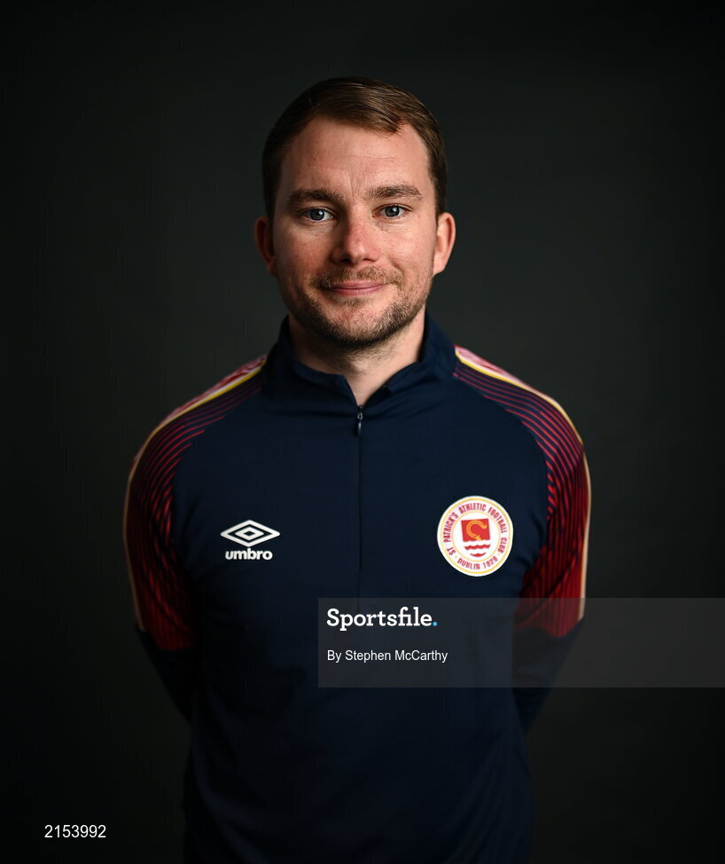 31 January 2022; Head of media Jamie Moore poses for a portrait during a St Patrick's Athletic squad portrait session at Ballyoulster United Football Club in Kildare. Photo by Stephen McCarthy/Sportsfile